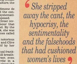 Newspaper article about Germaine Greer's The Female Eunuch. Newspaper article about Germaine Greer's The Female Eunuch.