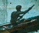 Glass slide depicting the Fawkner's boat on the Yarra. Glass slide depicting the Fawkner's boat on the Yarra.