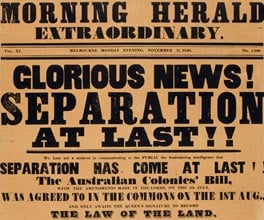 Poster announcing and celebrating Port Phillip's separation.