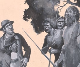 Painting of John Batman's party meeting William Buckley.
