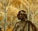 Painting of an Aboriginal encampment on the banks of the Yarra River.