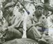 photograph of workers taking a break atop the 'hiball'.