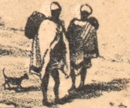 Engraving of the Ophir goldfields, featuring local Indigenous people.