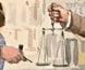Painting of a store keeper buying gold from diggers. Painting of a store keeper buying gold from diggers.