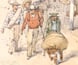 Drawing of overloaded coaches bound for the goldfields. Drawing of overloaded coaches bound for the goldfields.