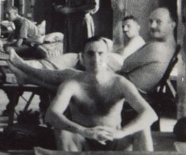 Photograph of barracks in the Singapore prison camp. Photograph of barracks in the Singapore prison camp.