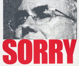 Poster commenting on the issue of Aboriginal reconciliation in Australia.